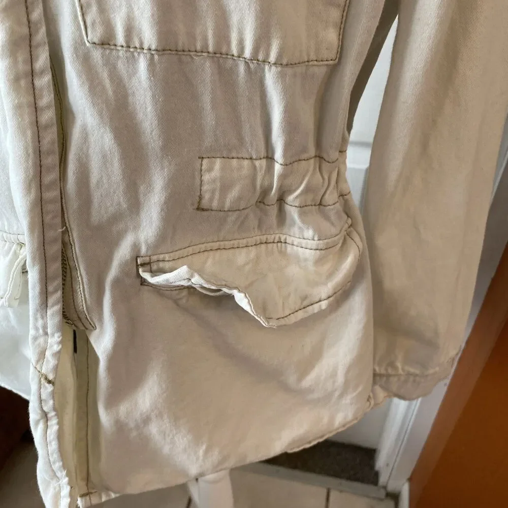 Ashley Vintage Charm Denim Jacket Women’s Size Medium Ivory Full Zip - Picture 7 of 13